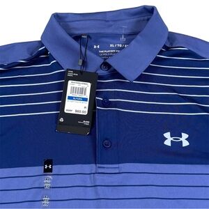 Under Armour The Playoff Polo Golf Stretch Performance Striped Blue Men XL NWT